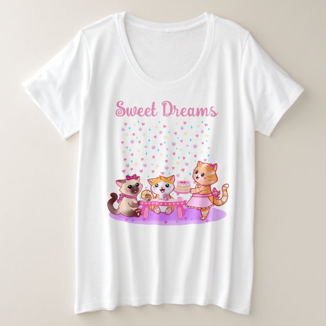 Sweet Dreams Cute Kitties Plus Size Sleep Shirt (Design Front)