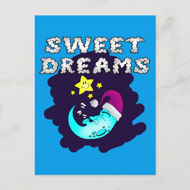 Sweet Dreams - Cute Moon Taking a Nap Postcard (Front)
