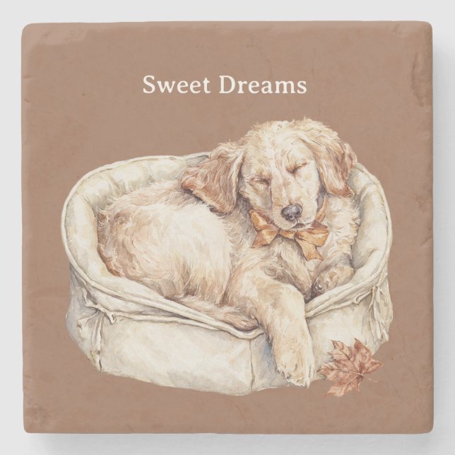 Sweet Dreams Dog Stone Coaster (Front)
