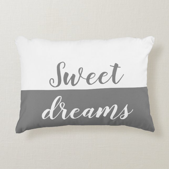 Sweet Dreams,  Grey & White Accent Decorative Cushion (Front)