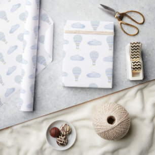 Sweet Dreams Hot Air Balloon Colourful Baby Shower Wrapping Paper