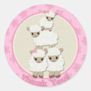 Sweet Dreams LAMB Baby Shower SDK#4B THANK YOU Classic Round Sticker