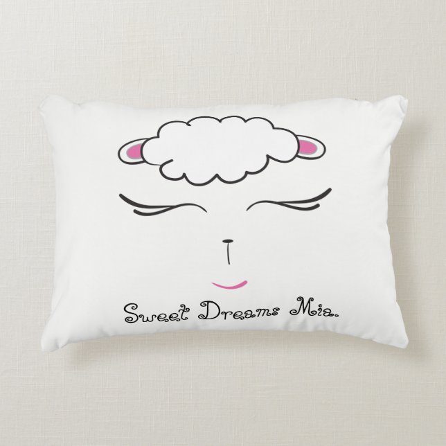 Sweet Dreams, Lamb face, personalised with prayer Decorative Cushion (Front)