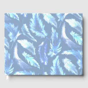 sweet dreams - light blue watercolor feathers : guest book