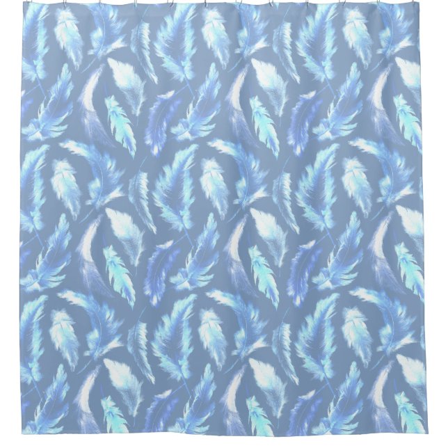 sweet dreams - light blue watercolor feathers : shower curtain (Front)
