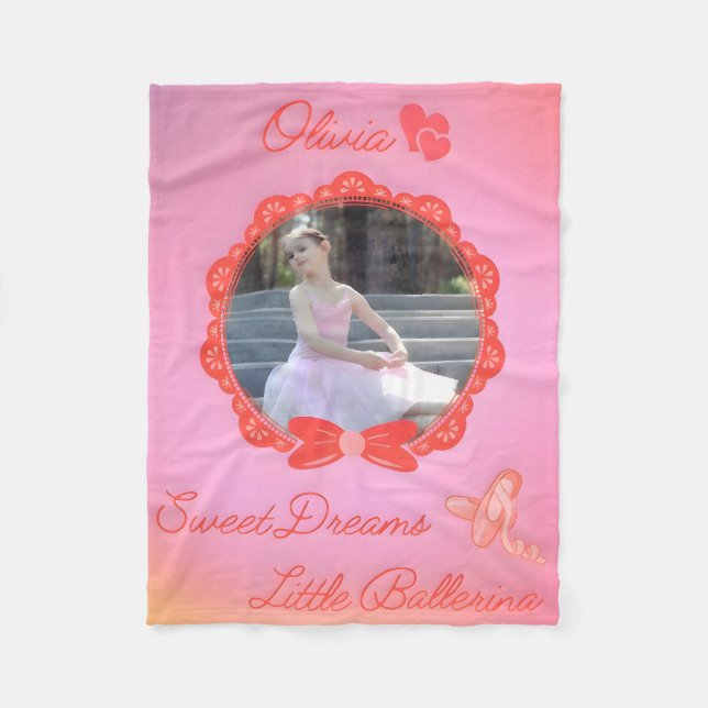 "Sweet Dreams Little Ballerina"  Fleece Blanket (Front)