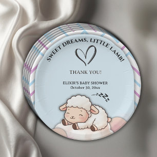 Sweet Dreams Little Lamb Cute Kawaii Baby Shower  Paper Plate
