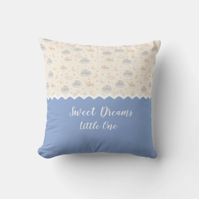 Sweet Dreams Little One Cute Sleepy Bear Pattern B Cushion (Front)
