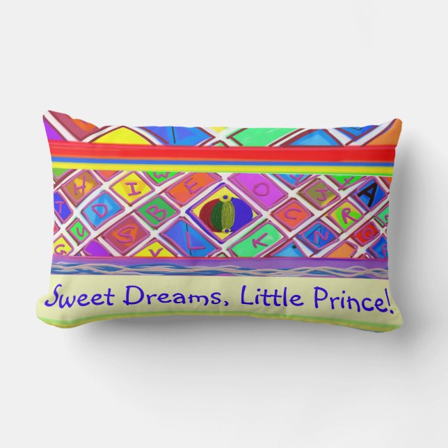 Sweet Dreams, Little Prince Lumbar Cushion (Front)