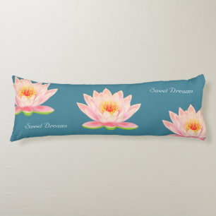 Sweet Dreams Lotus Flowers on Bluish Teal Body Pil Cushion