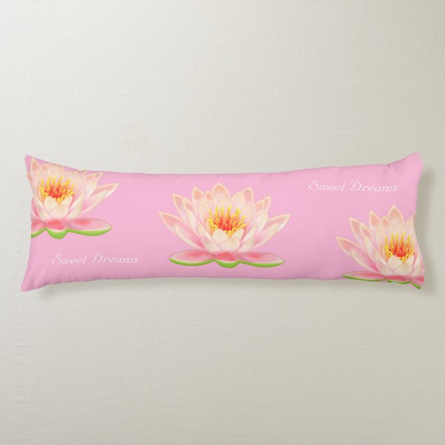 Sweet Dreams Lotus Flowers on Light Pink Body Cushion (Front)