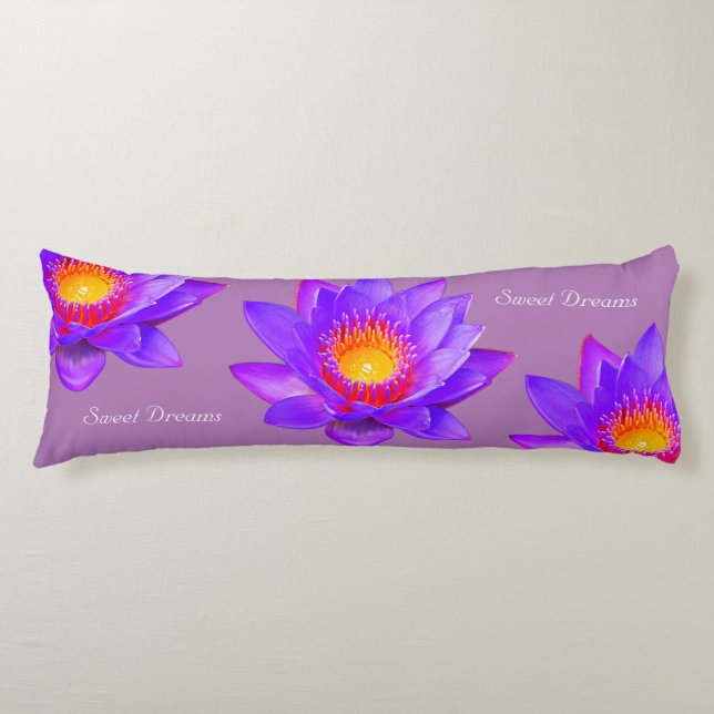 Sweet Dreams Lotus Flowers on Violet Body Cushion (Front)