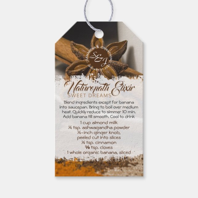 Sweet Dreams Monogram Recipe Gift Tags (Front)