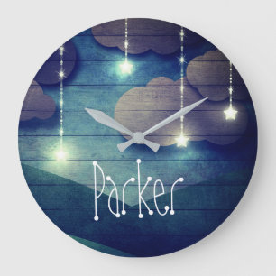 Sweet dreams Night sky glowing hanging stars Large Clock