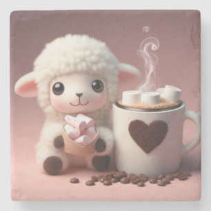Sweet Dreams of Cocoa And a lamb Stone Coaster