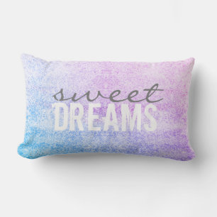 sweet dreams pillow quote on speckled blue purple