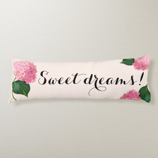 Sweet Dreams Pink Hydrangea Body Pillow (Front)