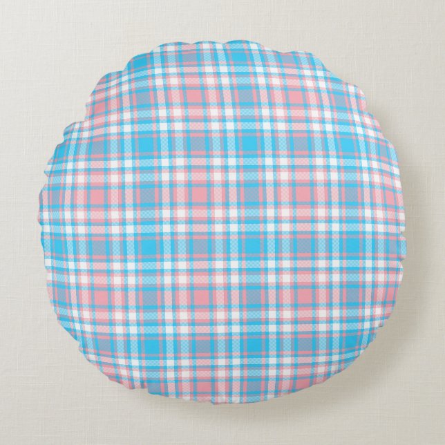 Sweet Dreams Plaid Round Throw Pillow (Front)