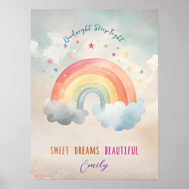 sweet dreams rainbow kids nursery poster (Front)