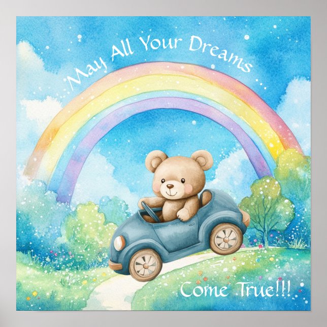 Sweet Dreams Rainbow Teddy Bear Nursery  Poster (Front)