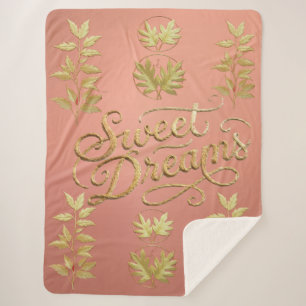 Sweet Dreams Rose Gold & Sage Leaf Fleece Sherpa B Blanket