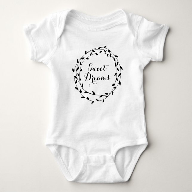 Sweet Dreams Sleep Tight Heart Wreath Baby Girl Baby Bodysuit (Front)