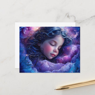 Sweet Dreams Sleeping Girl Postcard