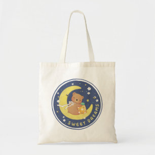 Sweet Dreams: Teddy Bear & Honey Illustration Tote Bag
