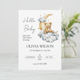 Sweet Dreams Teddy Bear on the Moon Invitation