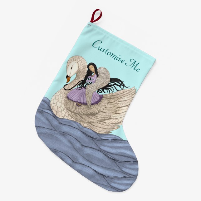 Sweet Dreams (The Angel & The Swan) (Full Colour) Large Christmas Stocking (Front (Hanging))