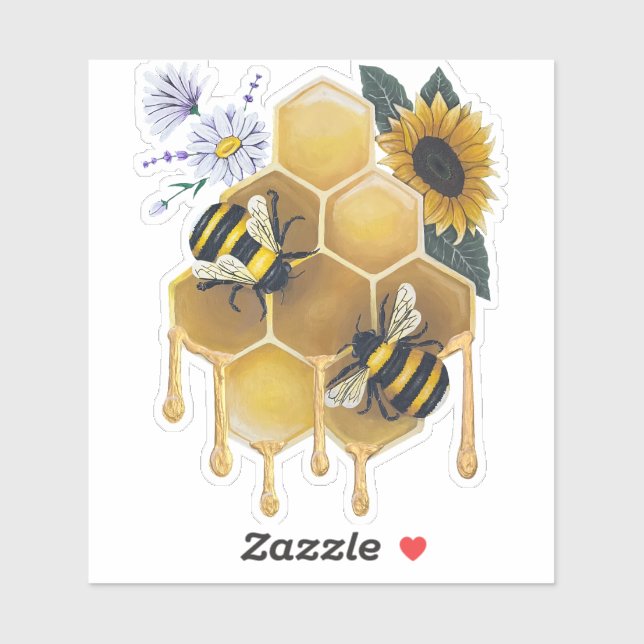 Sweet Dripping Honey Bee Die-Cut Stickers (Sheet)