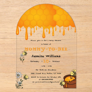 Sweet Dripping Honeycomb Mummy-to-bee Baby Shower Acrylic Invitations