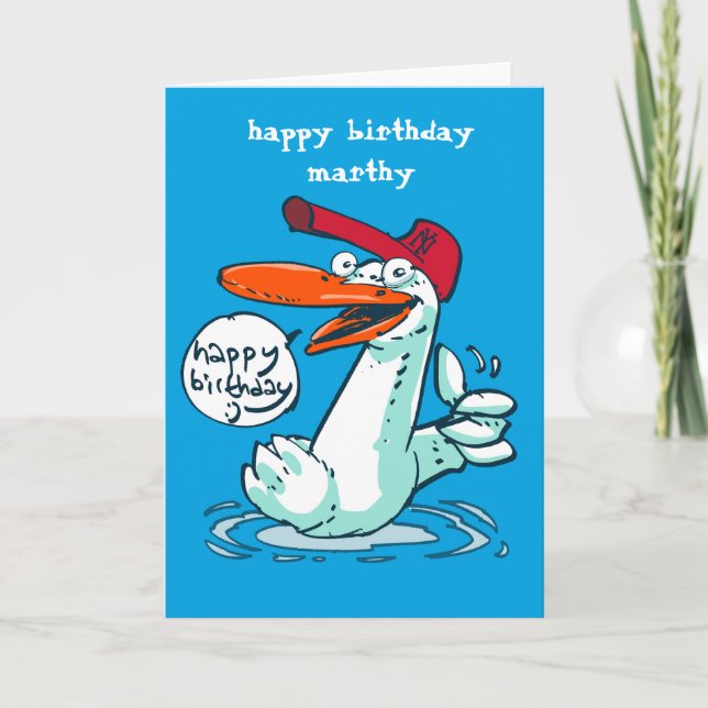 sweet duck birthday message cartoon card (Front)