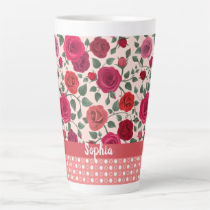 Sweet Dusty Pink Roses  Personalised Latte Mug