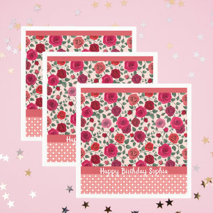 Sweet Dusty Pink Roses Personalised Napkins