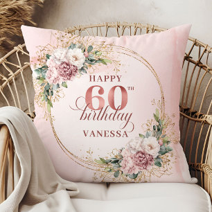 Sweet Dusty Pink Watercolor Gift 60th birthday  Cushion