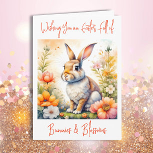 Sweet Easter Blessings Vintage Bunny Rabbit Card