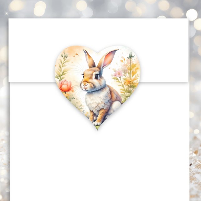 Sweet Easter Blessings Vintage Bunny Rabbit  Heart Sticker (Creator Uploaded)