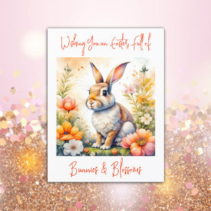 Sweet Easter Blessings Vintage Bunny Rabbit Postcard