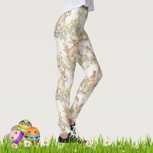 Sweet Easter Bunnies & Daffodils Spring Leggings
