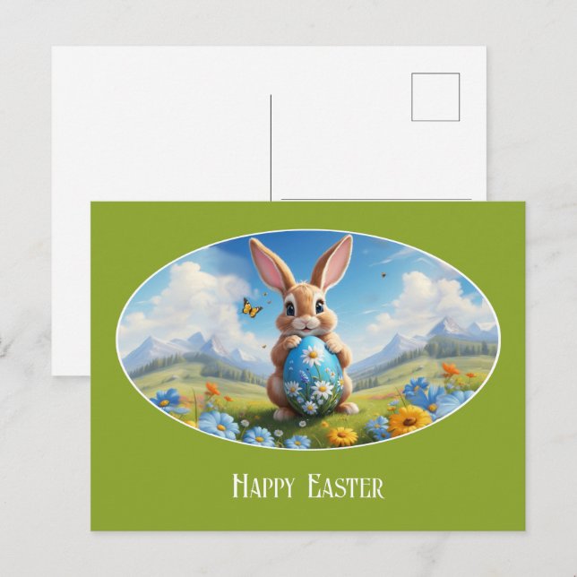 Sweet Easter Bunny in a landscape Postcard (Front/Back)