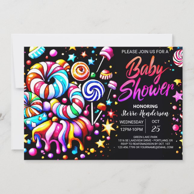 Sweet Editable Candy Wonderland Baby Shower Invitation (Front)