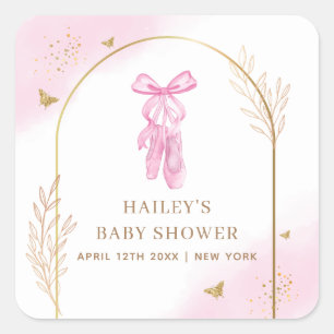 Sweet Elegant Arch Ballerina Girl Baby Shower  Square Sticker