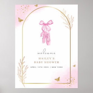 Sweet Elegant Arch Ballerina Welcome Baby Shower Poster