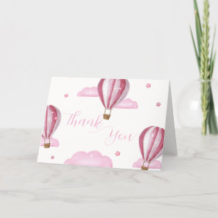Sweet Elegant Hot Air Balloon Girl Baby Shower Thank You Card