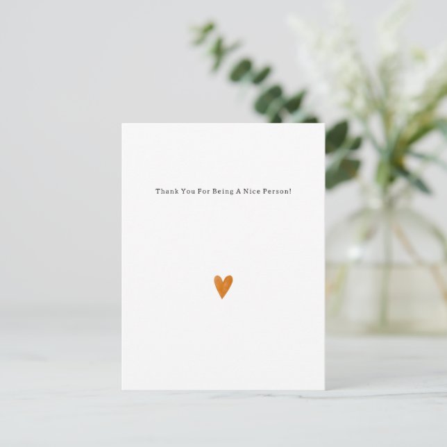 Sweet Elegant Thank You Quote Orange Heart Card (Standing Front)