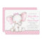Sweet Elephant Baby Girl Shower Invitations