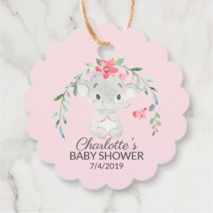 Sweet Elephant Baby Shower Favour Gift Tag