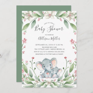 Sweet Elephant Baby Shower Invitation