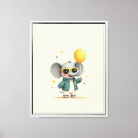Sweet Elephant Balloon Framed Nursery Art